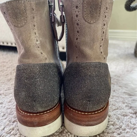 Women's Taupe Suede Lace-Up & Zip Ankle Booties - Picture 3 of 9